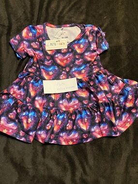 Pete + Lucy Galaxy Heart Ruffle Dress - Purple Pink Blue